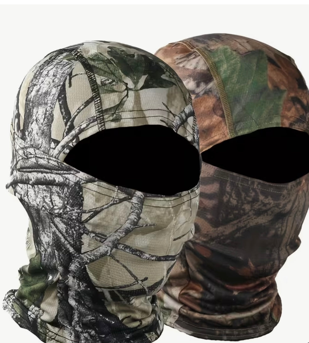 2pcs Of Camouflage Balaclava Hat Headpiece, Full Face Cover, Sun Visor For Hunting Sports