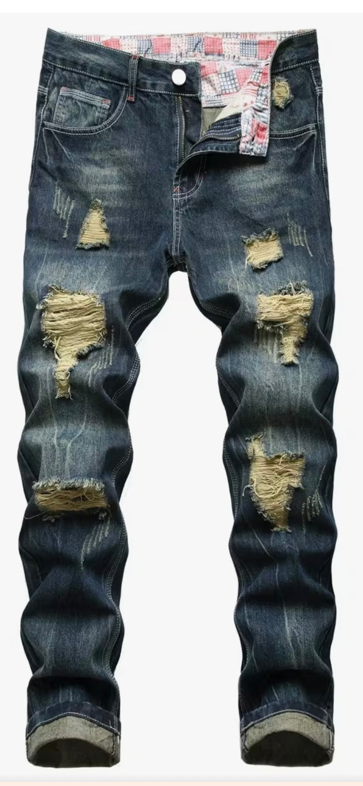 Ripped Jeans for Men, Mens Slim Straight Fit Denim Jeans